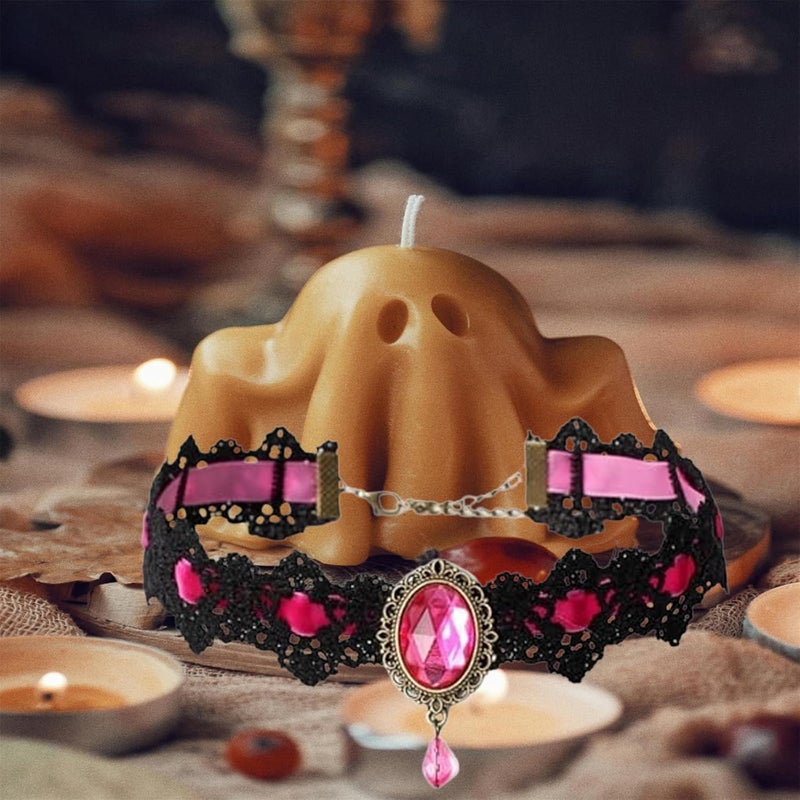 IS4U Gothic Lace Choker Necklace with Vintage Crystal Gems - Vampire Bat Design, Perfect for Halloween, Parties & Costumes - Image 3